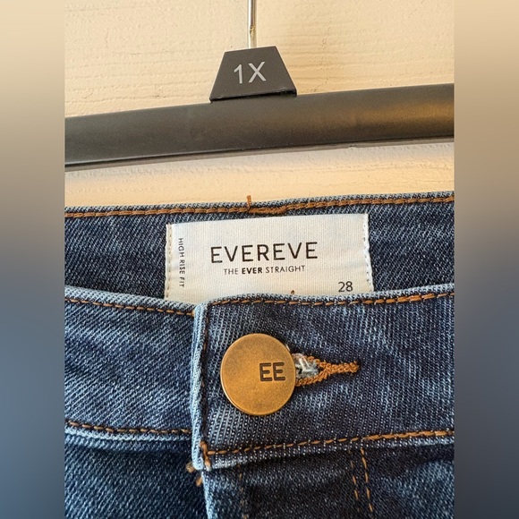 Evereve The Ever Straight Jeans Women’s 28 High Rise Dark Wash Straight Leg - Picture 2 of 6